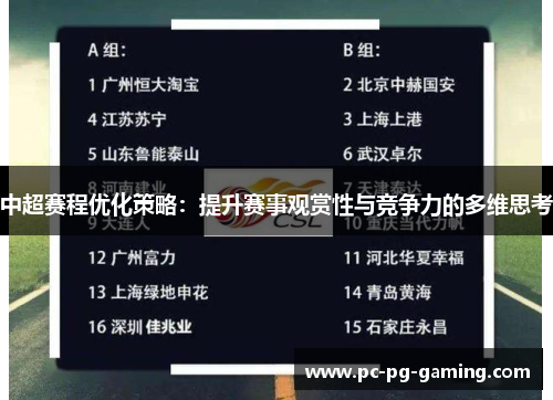 中超赛程优化策略：提升赛事观赏性与竞争力的多维思考